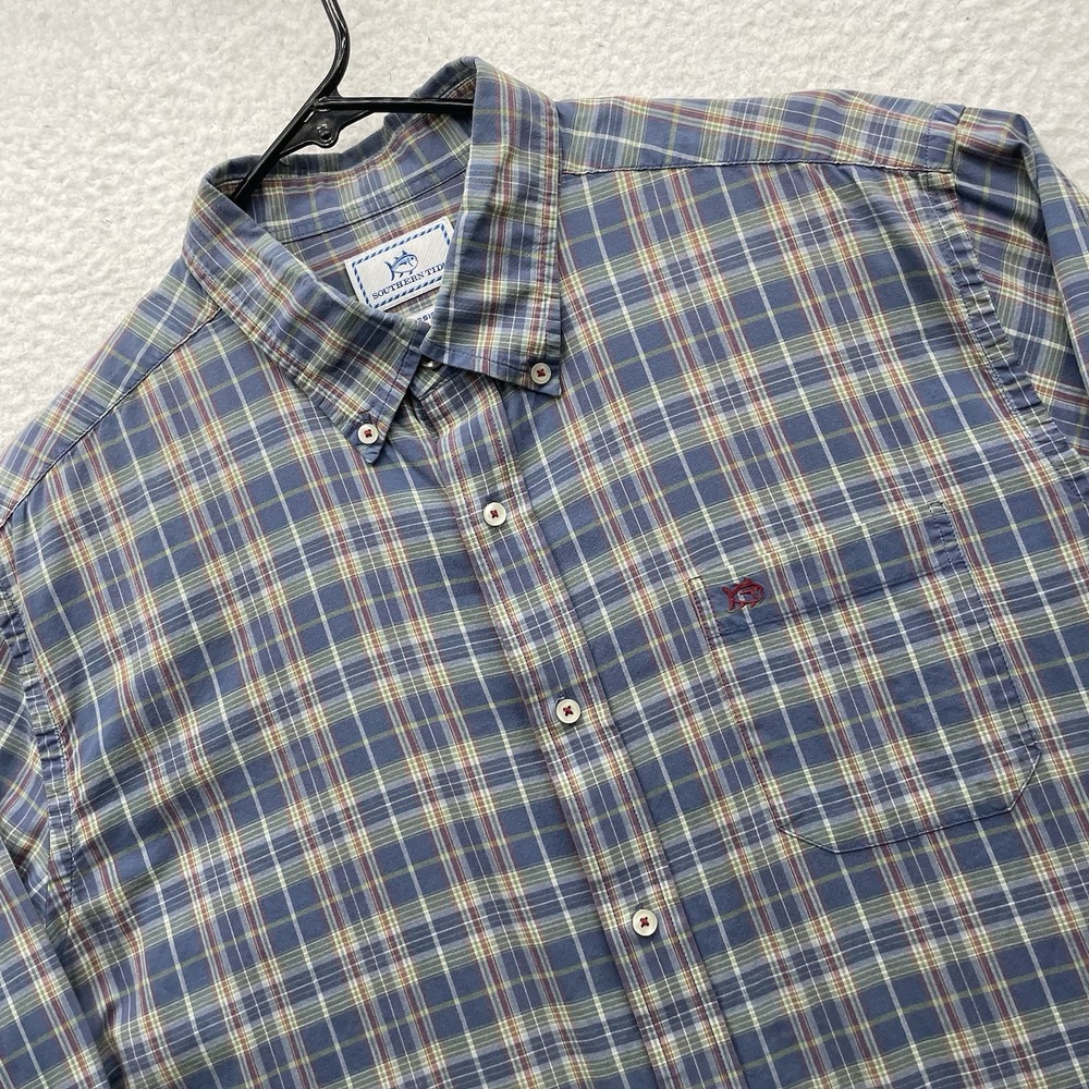 Southern Tide Shirt‎ Mens Large Classic Fit Blue Plaid Button Up Casual Everyday